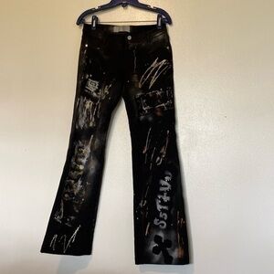 Beverly rockstar black button zip back pocket jeans size 7